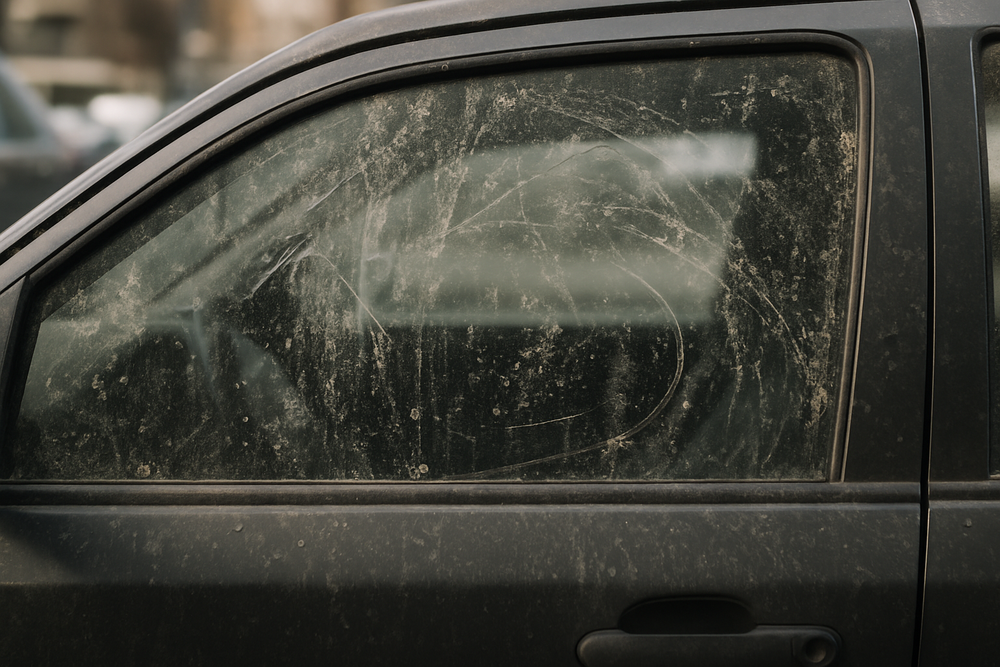 coche ventana sucia